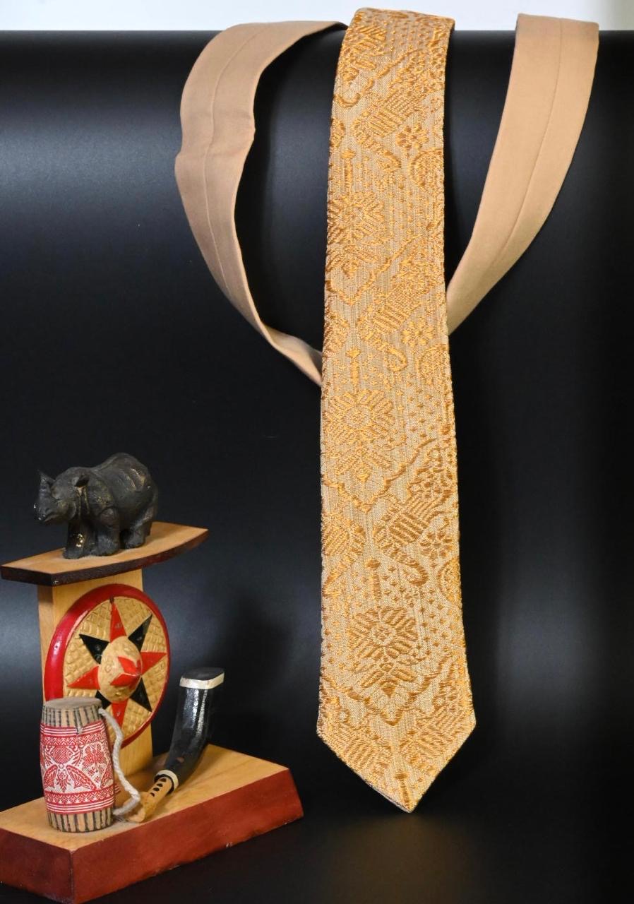 Men's Tie with Traditional Assamese Gos Buta Design